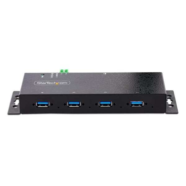 StarTech.com 4-ports industriel USB 3.0-hub, 5 Gbps, robust USB-hub med ESD og overspændingsbeskyttelse, USB-A-hub, der kan monteres på DIN/væg/skrive