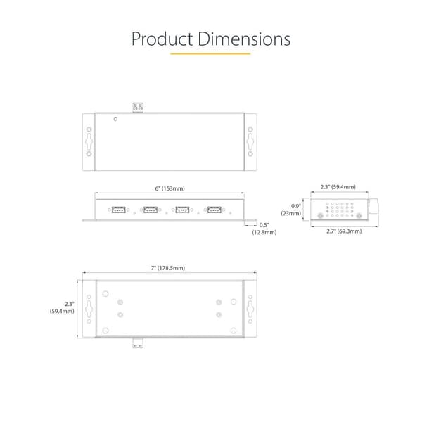 StarTech.com 4-ports industriel USB 3.0-hub, 5 Gbps, robust USB-hub med ESD og overspændingsbeskyttelse, USB-A-hub, der kan monteres på DIN/væg/skrive
