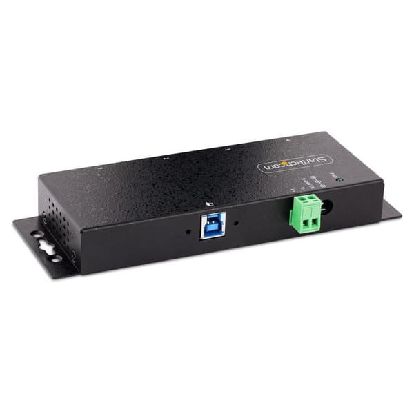 StarTech.com 4-ports industriel USB 3.0-hub, 5 Gbps, robust USB-hub med ESD og overspændingsbeskyttelse, USB-A-hub, der kan monteres på DIN/væg/skrive