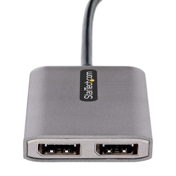 StarTech.com 2-porttinen USB-C MST-keskitin - USB Type-C - 2x DisplayPort-monimonitorisovitin kannettaville tietokoneille - Dual-DP jopa 4K 60Hz, DP 1