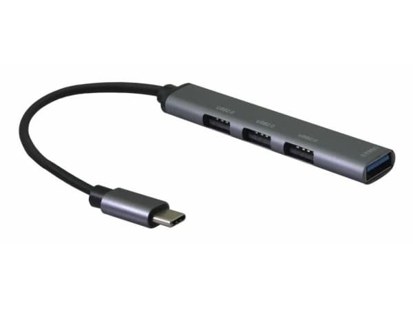 Helos 344447, USB 3.2 Gen 2 (3.1 Gen 2) Type-C, USB 2.0, USB 3.0, 5000 Mbit/s, Grå, Gjuten aluminium, Rund kabel