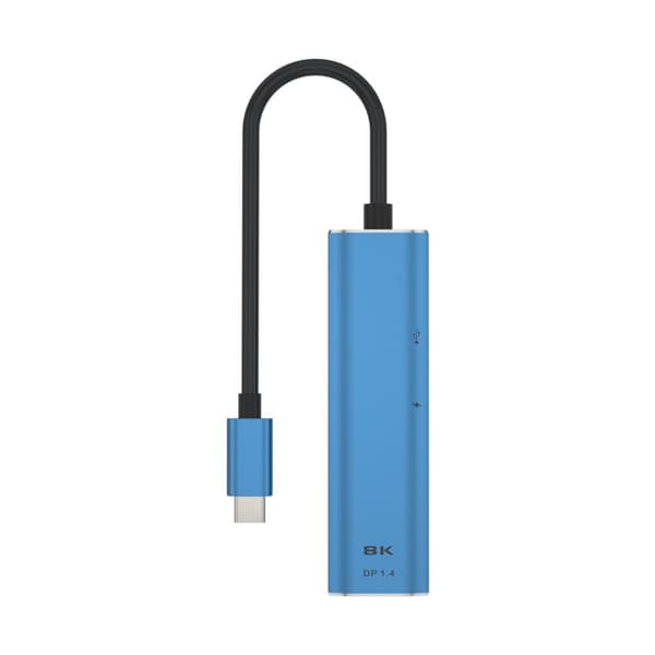 3 i 1 USB C Hub PD+USB2.0+DP1.4 Dockningsstation Blå