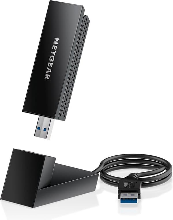NETGEAR Nighthawk AXE3000 - Trådløs - USB - WLAN - Wi-Fi 6E (802.11ax) - 1200 Mbps - Sort (A8000-100PES)