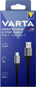 Miniatyrbild 4 av 4: Varta Speed Charge & Sync-kabel USB-A till USB-C svart 2m 60W (57935 101 111)