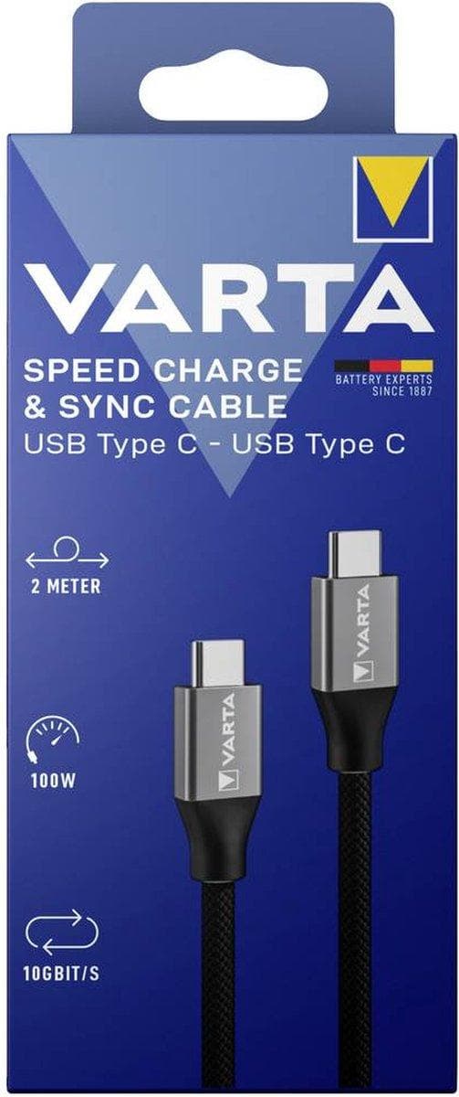 Varta Speed Charge & Sync kabel USB-C til USB-C sort 2m 100W (57936 101 111)