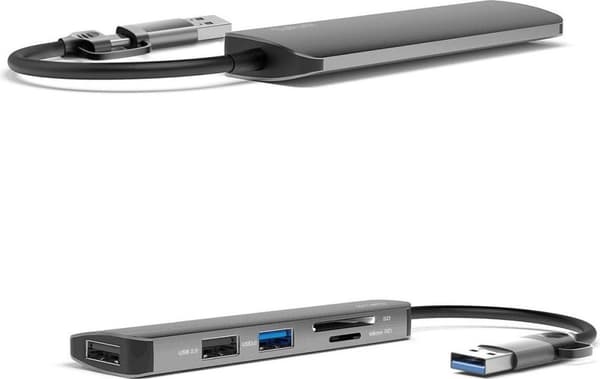 4smarts 469630 - USB 3.2 Gen 1 (3.1 Gen 1) Typ-A + Typ-C - USB 2.0 - USB 3.2 Gen 1 (3.1 Gen 1) Typ-A - MicroSD (TransFlash) - SD - 5000 Mbit/s - Grå -