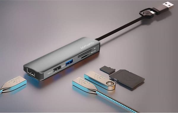 4smarts 469630 - USB 3.2 Gen 1 (3.1 Gen 1) Typ-A + Typ-C - USB 2.0 - USB 3.2 Gen 1 (3.1 Gen 1) Typ-A - MicroSD (TransFlash) - SD - 5000 Mbit/s - Grå -