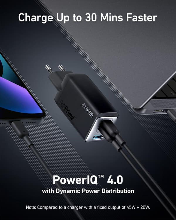 ANKER 735 GaN III Prime 3-portars 65W laddare EU-svart (A2668311)