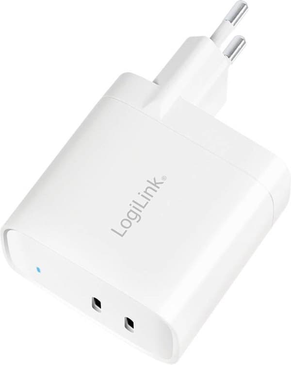 LogiLink USB-stikadapter, 2x USB-C PD, hvid, 40 Watt udstyret med Power Delivery (PD) & GaN teknologi, - 1 stk (PA0282)