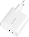Miniatyrbillede 4 af 4: LogiLink USB-stikadapter, 2x USB-C PD, hvid, 40 Watt udstyret med Power Delivery (PD) & GaN teknologi, - 1 stk (PA0282)