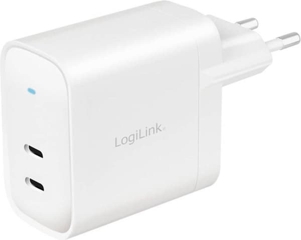 LogiLink USB-stikadapter, 2x USB-C PD, hvid, 40 Watt udstyret med Power Delivery (PD) & GaN teknologi, - 1 stk (PA0282)