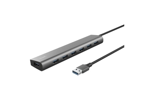 Trust Halyx - Hubb - 7 x USB 3.2 Gen 1 + 1 x USB-C (strömgenomströmning) - skrivbordsmodell