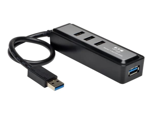 Eaton Tripp Lite series Portable 4-Port USB 3.0 SuperSpeed Mini Hub with Built In Cable - Hubb - 4 x SuperSpeed USB 3.0 - skrivbordsmodell