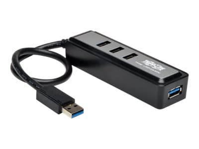 Eaton Tripp Lite series Portable 4-Port USB 3.0 SuperSpeed Mini Hub with Built In Cable - Hubb - 4 x SuperSpeed USB 3.0 - skrivbordsmodell
