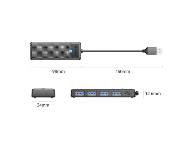 Orico USB-A Hub 4 porttia USB-A 3.0 5Gbps musta