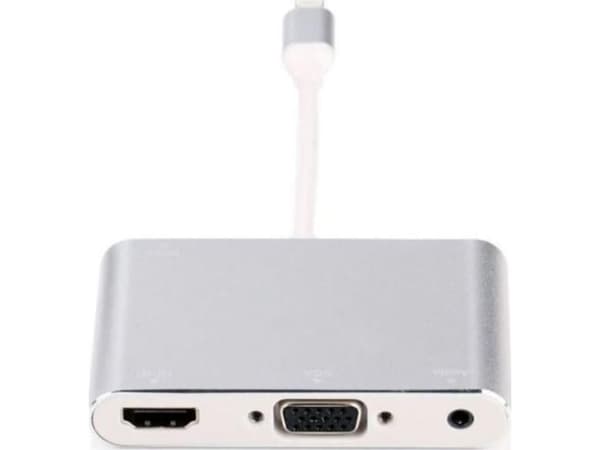 MicroConnect - Lightning-adapter - Lightning hane till HD-15 (VGA), minijack, HDMI hona - silver