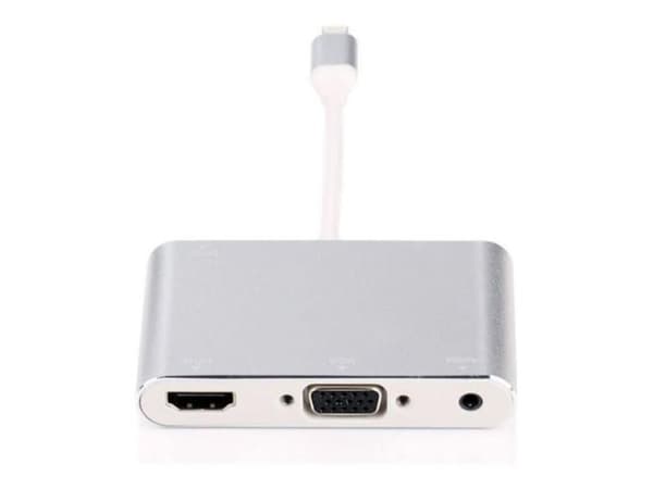 MicroConnect - Lightning-adapter - Lightning hane till HD-15 (VGA), minijack, HDMI hona - silver