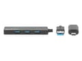 Miniatyrbild 3 av 5: Manhattan 180863, USB 3.2 Gen 1 (3.1 Gen 1) Type-A + Type-C, USB 3.2 Gen 1 (3.1 Gen 1) Type-A, 5000 Mbit/s, Svart, Akrylnitrilbutadienstyren (ABS), R