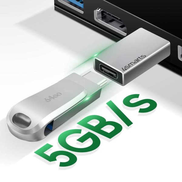 4smarts passiivinen sovitin USB-A 3.0 - USB-C, 2 kappaletta (540275)