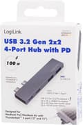 Miniatyrbild 3 av 4: LogiLink UA0399 USB 3.2 Gen2x2 Hub 4-portar, PD, för MacBook och iPad, silver (UA0399)