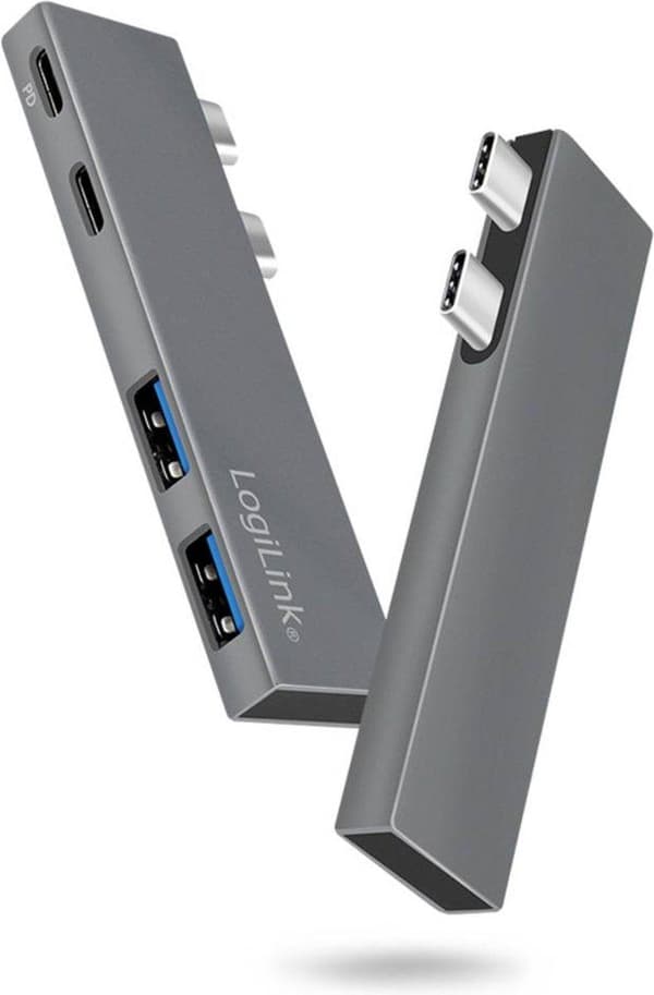LogiLink UA0399 USB 3.2 Gen2x2 Hub 4-portar, PD, för MacBook och iPad, silver (UA0399)