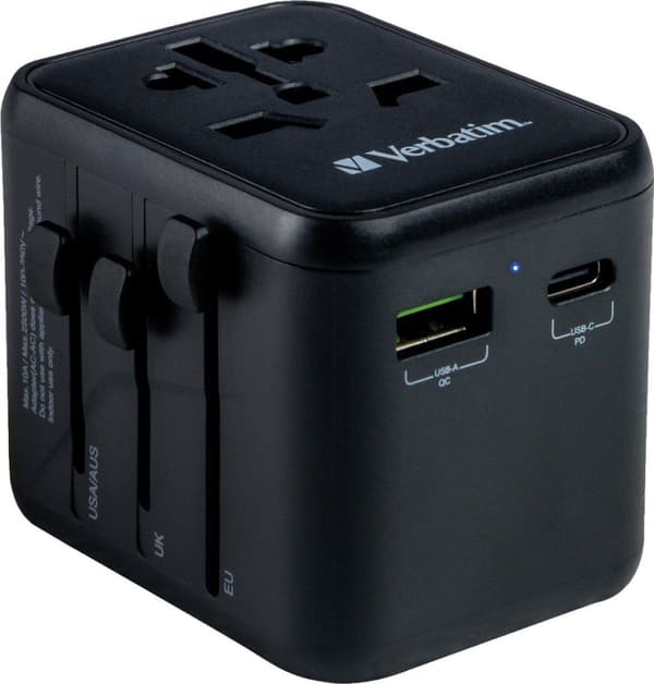 Verbatim UTA-02 Universal Travel Plug & USB-C/A laturi 20 W (49544)