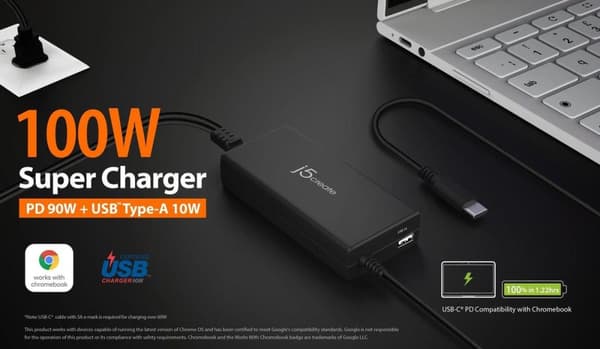 j5create JUP2290C-EN 100W PD USB-C superoplader - EU