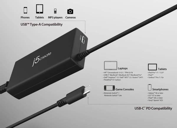 j5create JUP2290C-EN 100W PD USB-C superoplader - EU