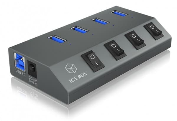 ICY BOX IB-HUB1405 USB 3.2 Gen 1 (3.1 Gen 1) Type-B 5000 Mbit/s Anthracite