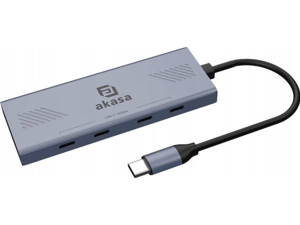USB HUB Akasa AKASA Hub 7 in 1, USB-A 3.2 Gen 1, harmaa