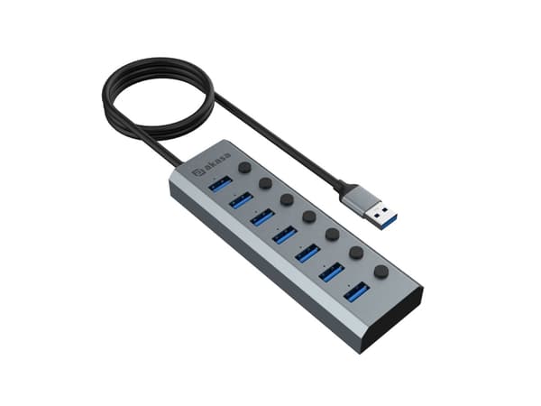 USB HUB Akasa AKASA Hub 7 in 1, USB-A 3.2 Gen 1, harmaa
