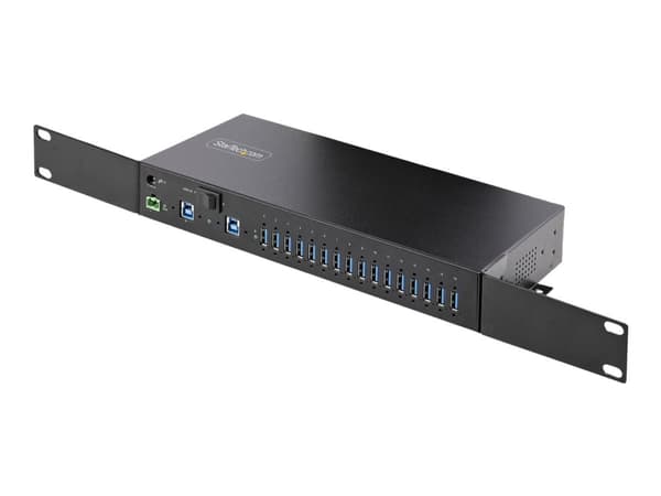 StarTech.com 16-Port Industrial USB 3.0 Hub 5Gbps, Metal, DIN/Surface/Rack Mountable, ESD Protection, Terminal Block Power, up to 120W Shared USB Cha