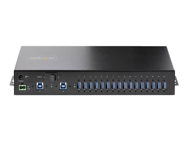 StarTech.com 16-Port Industrial USB 3.0 Hub 5Gbps, Metal, DIN/Surface/Rack Mountable, ESD Protection, Terminal Block Power, up to 120W Shared USB Cha