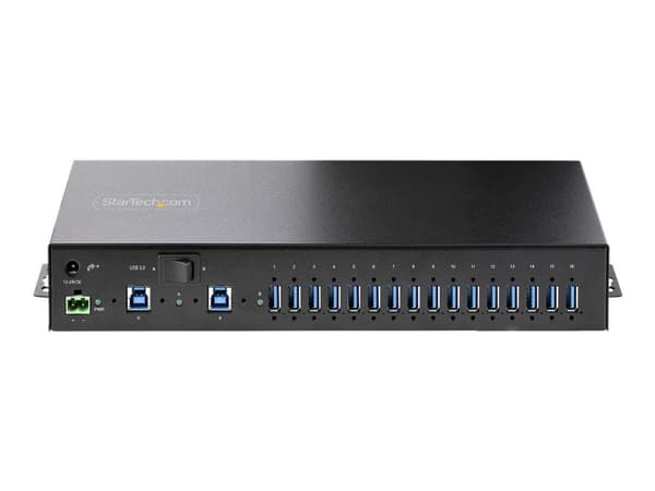 StarTech.com 16-Port Industrial USB 3.0 Hub 5Gbps, Metal, DIN/Surface/Rack Mountable, ESD Protection, Terminal Block Power, up to 120W Shared USB Cha