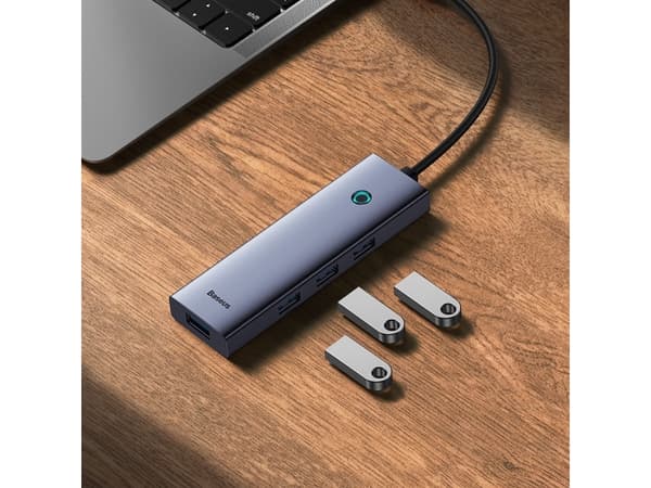 4in1 Hub Baseus UltraJoy USB-C USB 3.0:aan (harmaa tila)