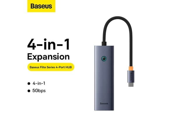 4in1 Hub Baseus UltraJoy USB-C USB 3.0:aan (harmaa tila)
