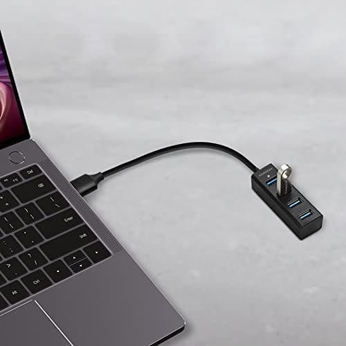 AXAGON HUE-M1A Superspeed USB-A Mini Hub, 4x USB 3.0 - 20 cm, musta (HUE-M1A)