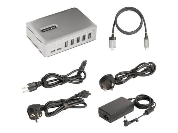 StarTech.com 7-Port USB-C Hub, 5x USB-A + 2x USB-C, Self-Powered w/ 65W Power Supply, USB 3.1 10Gbps Hub w/ BC1.2 Charging, Desktop/Laptop USB Hub wi