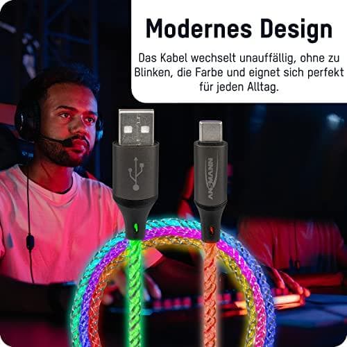 Ansmann USB-A / USB-C kabel med LED-belysning 100cm 1700-0158 (1700-0158)