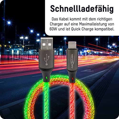 Ansmann USB-A / USB-C kabel med LED-belysning 100cm 1700-0158 (1700-0158)