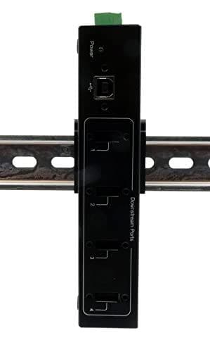 EXSYS GmbH 4-portars USB 2.0 metallhub, för montering på bord, vägg och DIN-skena, 15KV ESD-skydd (EX-11214HMVS)