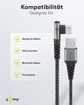 Miniatyrbillede 6 af 11: Goobay USB-C™ til USB-C™ tekstilkabel med metalstik (space grey/sølv), 90°, 2 m (64657)