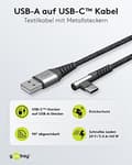 Miniatyrbillede 7 af 11: Goobay USB-C™ til USB-C™ tekstilkabel med metalstik (space grey/sølv), 90°, 2 m (64657)