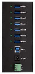 Miniatyrbild 3 av 6: EXSYS GmbH 7-portars USB 3.2 Gen 1 metallhub, DIN-skena, 15KV ESD-skydd (Tiveco) (EX-11247HMS)