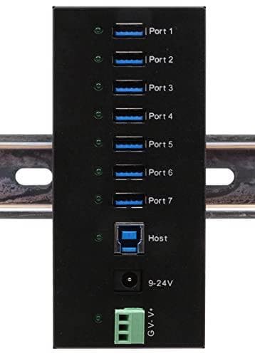 EXSYS GmbH 7-portars USB 3.2 Gen 1 metallhub, DIN-skena, 15KV ESD-skydd (Tiveco) (EX-11247HMS)