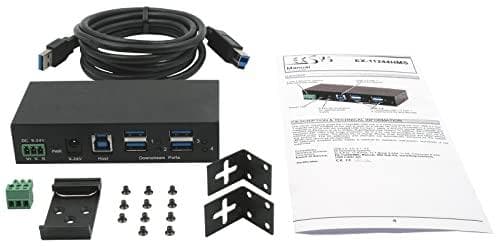 EXSYS GmbH 4-porttinen USB 3.2 Gen 1 Metal HUB, DIN-kisko, 15KV ESD-suojaus (Tiveco) (EX-11244HMS)