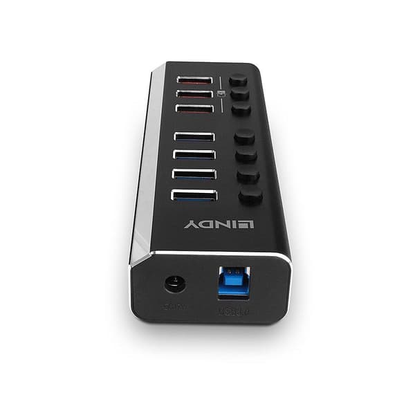 Lindy 4-ports USB 3.0-hub med 3 hurtigopladningsporte Tilslutning af op til 4 USB-enheder og ekstra hurtigopladning af 3 ekstra USB-enheder (43371)