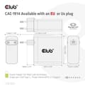 Miniatyrbillede 5 af 8: Club 3D - Strømforsyning - GaN teknologi - 140 Watt - 5 A - Strømforsyning 3.1 (24 pin USB-C) - på kabel: USB-C