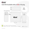 Miniatyrbillede 7 af 8: Club 3D - Strømforsyning - GaN teknologi - 140 Watt - 5 A - Strømforsyning 3.1 (24 pin USB-C) - på kabel: USB-C