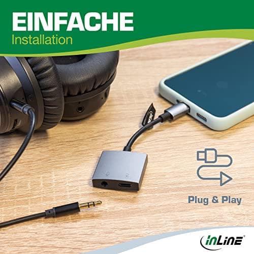 USB-C ljudadapterkabel till 3,5 mm-jack + PD 30W (33054F)